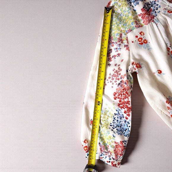 Lucky Brand Floral Peasant Blouse Boho Top White Multicolor – Size L - Picture 6 of 11